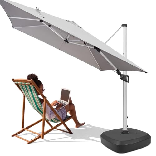 XEVALDRIC Cantilever Umbrella Stand with Wheels for Patio & Garden