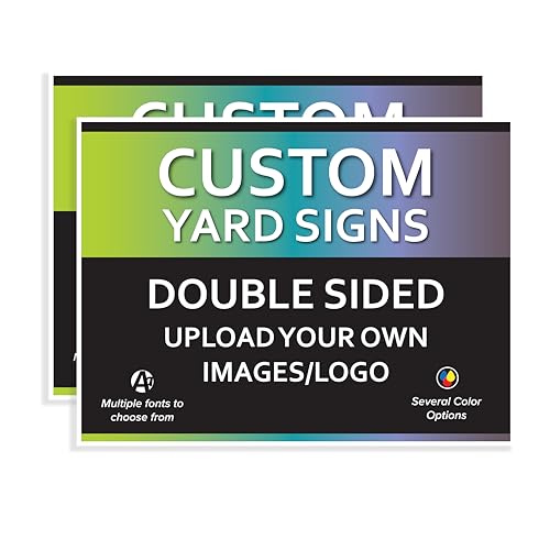 VSE | Custom UV Printed Made-To-Order Plastic Yard Signs | 24x18 inch | Upload Your Image or Artwork and Add Text | Choose from Multiple Background and Font Colors | Add on Accessories and Stakes (40)