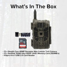 Stealth Cam 40MP Deceptor Max Cellular Trail Camera Bundle with 32GB Memory Card and Card Reader