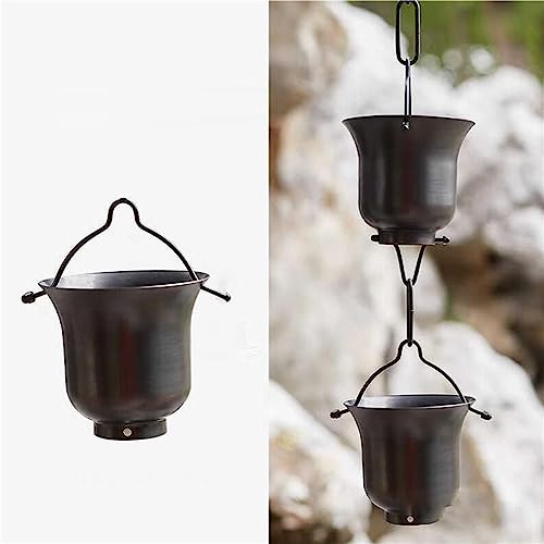 EliteBloom T2 Copper Rain Chains for Gutters,Roof Rain Catcher/Diverter,Unique Metal Link Rain Chain for Villa Temples,Copper-3m/10ft