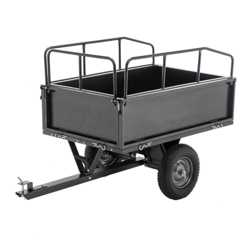 SRECELL 600LB Heavy Duty Dump Cart Trailer, 17 Cu.Ft. Steel Tow Behind Wagon with Dual Dump Release, 15" Pneumatic Tires, Hitch Pin for ATV, Lawn Tractor, Garden Hauling Cart, Rust-Resistant Frame