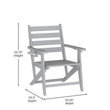 Flash Furniture Tolleson 7 PC Indoor-Outdoor Adirondack Dining Set, 72" Table & 6 Chairs with Cupholders, Gray