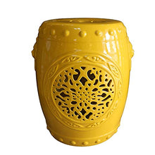 AthuAh Outdoor Stool, Decorative Garden Stool, Portable Side Table, Outdoor Hollow Ceramic Drum Stool, Family Stool, Suitable for Terrace, Deck, Backyard (Color : Blue)(Yellow)