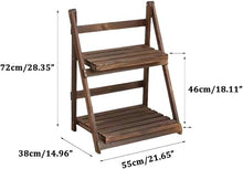 RomildaYuan Indoor Wooden Trellis Folding Ladder Planter Balcony Multi-layer Potted Plant Shelf Floor Carbonized Rustic Flower Flower Stand Classical Plant Stand Solid Wood Ladder Frame Storage Rack