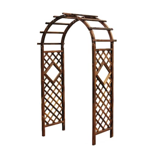 Wood Garden Arbor Wedding Arch, Orange Outdoor Pergola for Climbing Plants, Roses, Vines, Trellis for Patio Garden Decoration(140cm)