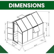 Hanover 8-Ft. x 6-Ft. Polycarbonate Walk-In Greenhouse Green