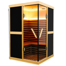 Brisca V-Shaped Far Infrared Sauna Room with Bluetooth & Double Glass Doors Black