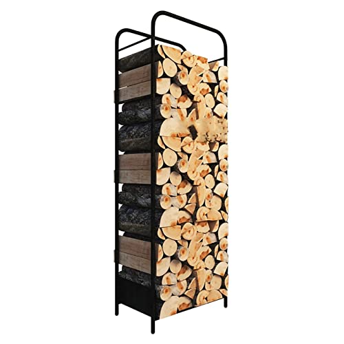 LZPHGB Babyce Fireplace Wood Log Stand Storage Large Firewood Rack Holder Outdoor, Heavy Duty Rectangular Tall Log Storage Stand, Farmhouse Black Modern Wood Holder, 42X35X120Cm