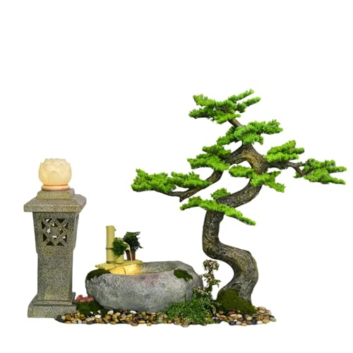 65” Freestanding Fountain Decorations - Automatic Pump Lighthouse Running Water, Natural River Rock Zen Landscape, Ideal for patios, clubhouses and Entry interiors