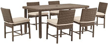 Crosley Furniture Bradenton 7-Piece Outdoor Dining Set Weathered Brown with Sand Cushions