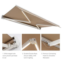 Diensweek 12'x10' Patio Awning Retractable, Fully Assembled Motorized LED Light Awnings Electric Commercial Grade - Quality 100% Dope-Dyed Acrylic Window Door Sunshade Shelter - Deck Canopy Balcony