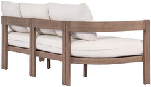 Meridian Furniture 396Cream-S Newport Collection Modern | Contemporary Outdoor Patio Sofa with Acacia Wood, Thermowood Treatment, Cover Inlcuded, Water Resistant, 86.75" W x 30.25" D x 33.25" H, Cream