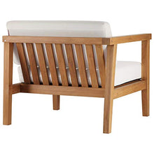 Modway Bayport Patio Teak Wood 2-Seater Loveseat Set Natural White