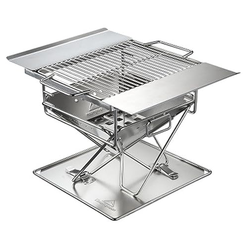 Barbecue Charcoal Grill Barbecue Fire Pit with Storage Bag, Height Adjustable Barbecue Shelf, Charcoal Grill for Outdoor Cooking Camping Beach Picnic Backyard Small Folding