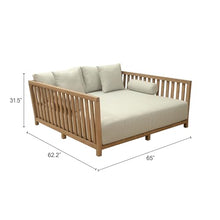 Zuo Teras Daybed Gray, Brown Bed, Modern Style, Patio Furniture, Outdoor Fabric, Seats up to 2, Acacia Wood, Outdoor Living, 65" W x 62.2" D x 31.5" H, Non-Stackable