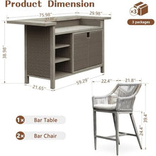 callmego Farmhouse Bar Table Set with 2 Stools and Storage Cabinet for Outdoor Grilling, Patio Entertaining, or Indoor Kitchen Island Use