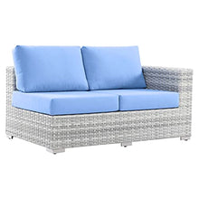Modway Convene Wicker Rattan Outdoor Patio Right-Arm Loveseat in Light Gray Light Blue