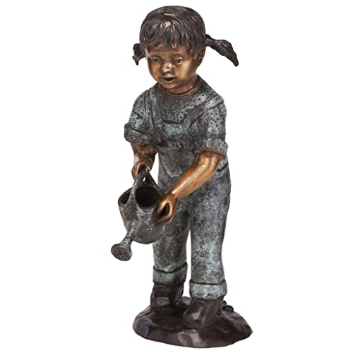 Design Toscano Caitlyn Little Gardener Cast Bronze Garden Statue Green
