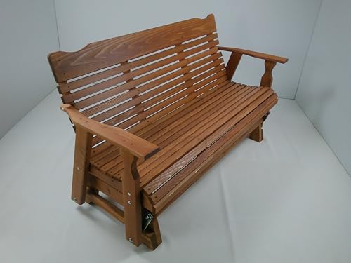 Kilmer Creek Rustic Finished 5 Foot Cedar Porch Outdoor Glider, Amish Crafted