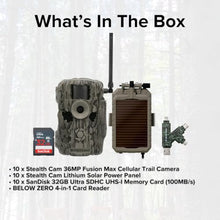 Stealth Cam 36MP Fusion Max Cellular Trail Camera Bundle with 10x Solar Power Panels and 32GB Memory Cards