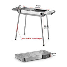 QTBH Grill for Outdoor Outdoor Stainless Steel Portable Charcoal Grill Travel Folding BBQ Charcoal Grill Silver Chrome, Lightweight, Foldable ​for Camping, Picnic 25.2" X 11.4'' X 28 Barbecue Grill