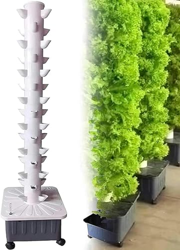 BTURYT Hydroponics Tower Garden, Hydroponic Culture System, for Herbs, Fruits and Indoor Vegetables, 15 -Layer 45 Plants with Moisturizing Pump, Adapter, Network Pots