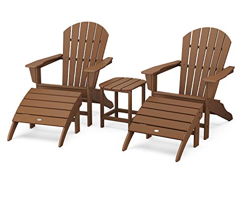 POLYWOOD South Beach 5-Piece Adirondack Chair Set with Side Table & Ottomans