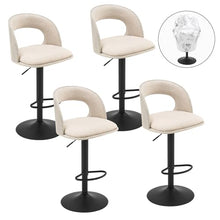 Furnimart Outdoor Bar Stools Set of 4 with Covers Waterproof, Adjustable Patio Stools with Hollow Back, Counter Height Swivel Chairs for Garden, Yard, All-Weather Textilene Fabric, PU Beige
