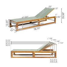 Christopher Knight Home Tristz Patio Chaise Lounge Chair Outdoor Set of 2, Acacia Wood Sunbathing Pool Lounger with Breathable Mesh Seat, Adjustable Backrest Reclining Chair, Teak+Mint Green