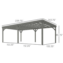 Outsunny 12' x 20' Outdoor Pergola Wood Gazebo with Concrete Anchors Gray