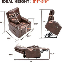 HTERWQEA Triple Motor Power Lift Recliner Chair with Heat & Massage, Brown