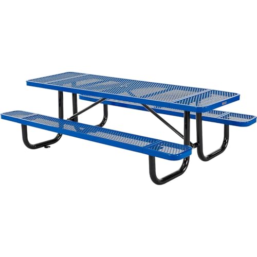 Global Industrial 8’L Rectangular Picnic Table, Expanded Metal, Blue