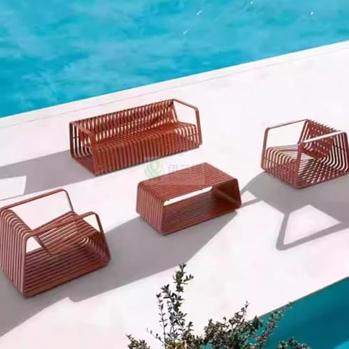 JOSOGO Courtyard Balcony Sofa, Park Aluminum Table and Chair Combination Coffee Table, Outdoor Terrace Leisure Chair(A9)