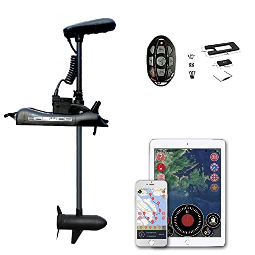 PARKHO HASWING Electric Trolling Motor 12V 54" 55lbs with GPS Anchor Control Black w/ Remote Control + Quick Release