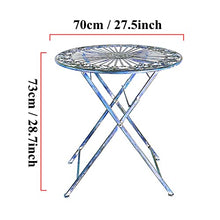 GPWDIEJB Outdoor Folding Patio Side Table Set with 2 Chairs Retro Wrought Iron End Table and Coffee Tables Round Metal Waterproof Bistro Tables for Garden Porch Balcony Yard Lawn.