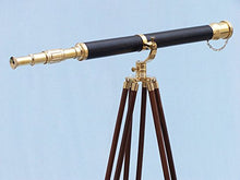 Hampton Nautical Brass-Leather Galileo Telescope 65" Gold