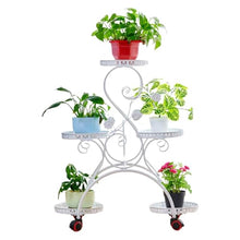 Fashion Plant Stand Indoor Outdoor Metal 5 Tier Flower Pot Holder Display Rack Vertical Plant Shelf Wrought Iron Corner Planter Rack Movable Floor Standing Flower Pot Stand For Garden Patio Law