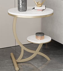 POLGDW Rock Slab Side Table Fashion Round Living Room Small Coffee Table Balcony Small Round Table Sofa Coffee Table Corner Table(Svart,60 * 50cm)