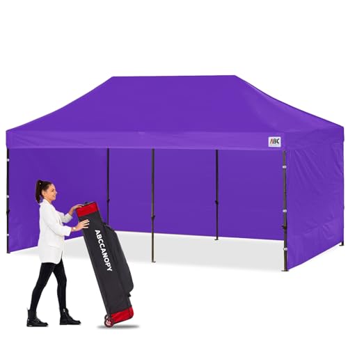 ABCCANOPY Heavy Duty Easy Pop Up Canopy Tent with Sidewalls 10x20 Purple
