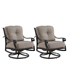 Oakland Living Aluminum Outdoor Swivel Club Chairs Set of 2 with Thick Tan Cushions Antique Copper