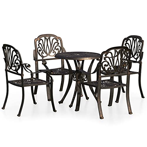 GFRMPORM 5 Piece Cast Aluminum Bistro Set Bronze