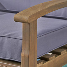 Christopher Knight Home Keanu Outdoor Acacia Wood Loveseat and Coffee Table, Gray