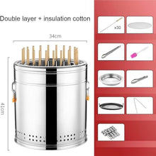 Smokeless Stainless Steel Hanging BBQ Grill 360° Roasting Oven Charcoal Braised Barrel for Indoor Outdoor Cooking(Small)