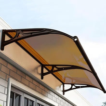 KAKVSRBPER Sturdy Door Canopy Polycarbonate Window Awning Cover 0.1in Think Patio Rain Shelter Porch Garden Canopy Awning for Uv Rain Snow Protection, Aluminum Black Bracket(Brown,39x142in)