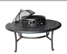 Elizabeth Outdoor Patio Ice Tea and BBQ Fire Pit Round Coffee Table 52" Cast Aluminum