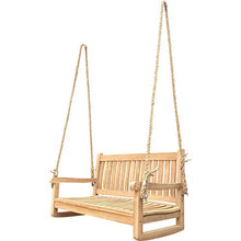 MISC Teak Wood Double Outdoor Porch Swing 4 Foot Brown Water Resistant Weather