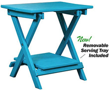 DuraWeather Poly Classic King Size Folding Adirondack Chairs & End Table with Serving Tray Aruba Blue