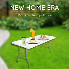 New Home Era Utility Table, Non Folding Portable Plastic Table for Picnics, Parties, Outdoor Camping Table with Carrying Handle, Rectangular Design, Lightweight and Durable - 6ft