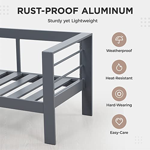 Wisteria Lane 4-Piece Aluminum Patio Furniture Set with 54-Inch Propane Fire Pit Table Dark Grey