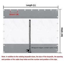 Heavy Duty Outdoor Clear Panel Curtain, All Weather Resistant Tarp, Clear Vinyl Tarpaulin Partition Curtains, Balcony Curtains with Zips, 112 Sizes,LxW-8.5x3m/27.9x9.8ft